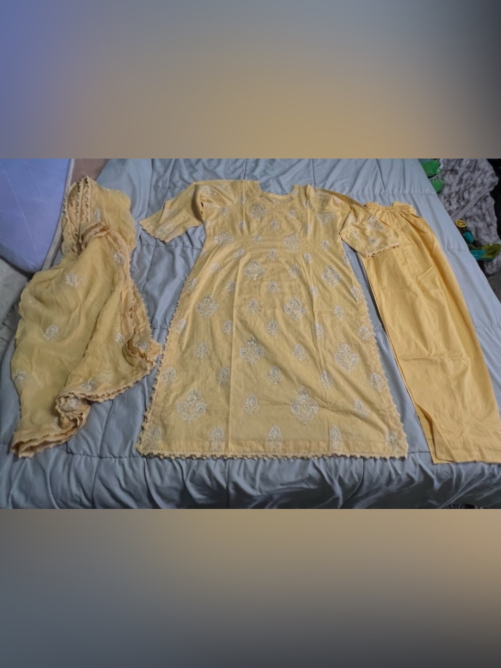 Yellow Embroidered Salwar Kameez Set